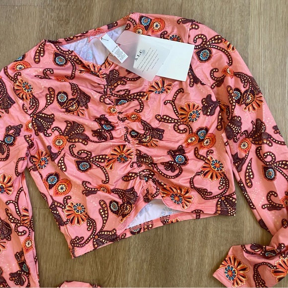 A.L.C. Ansel Rashguard Swim Top / Rosa Multi / - Picture 3 of 7